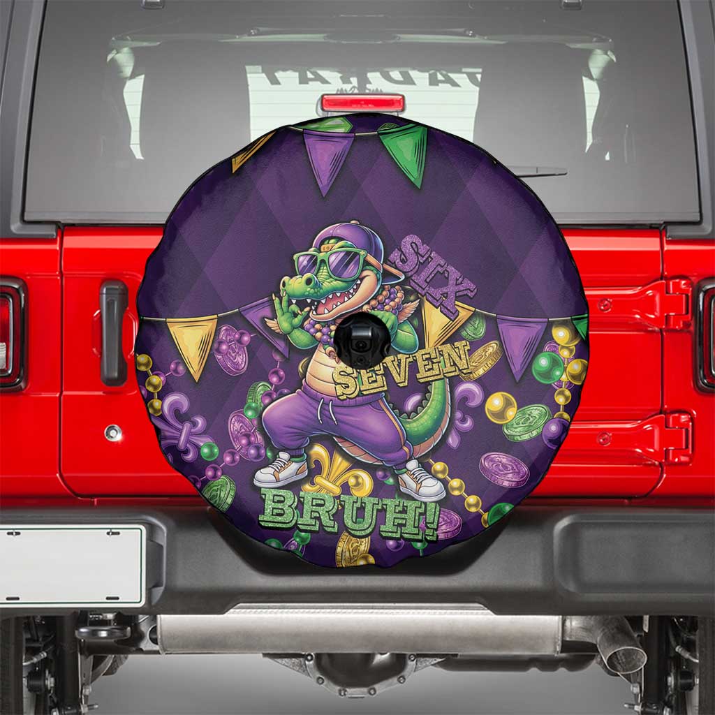 Six Seven Alligator Mardi Gras Spare Tire Cover 67 Gen Alpha Slang Carnival Beads