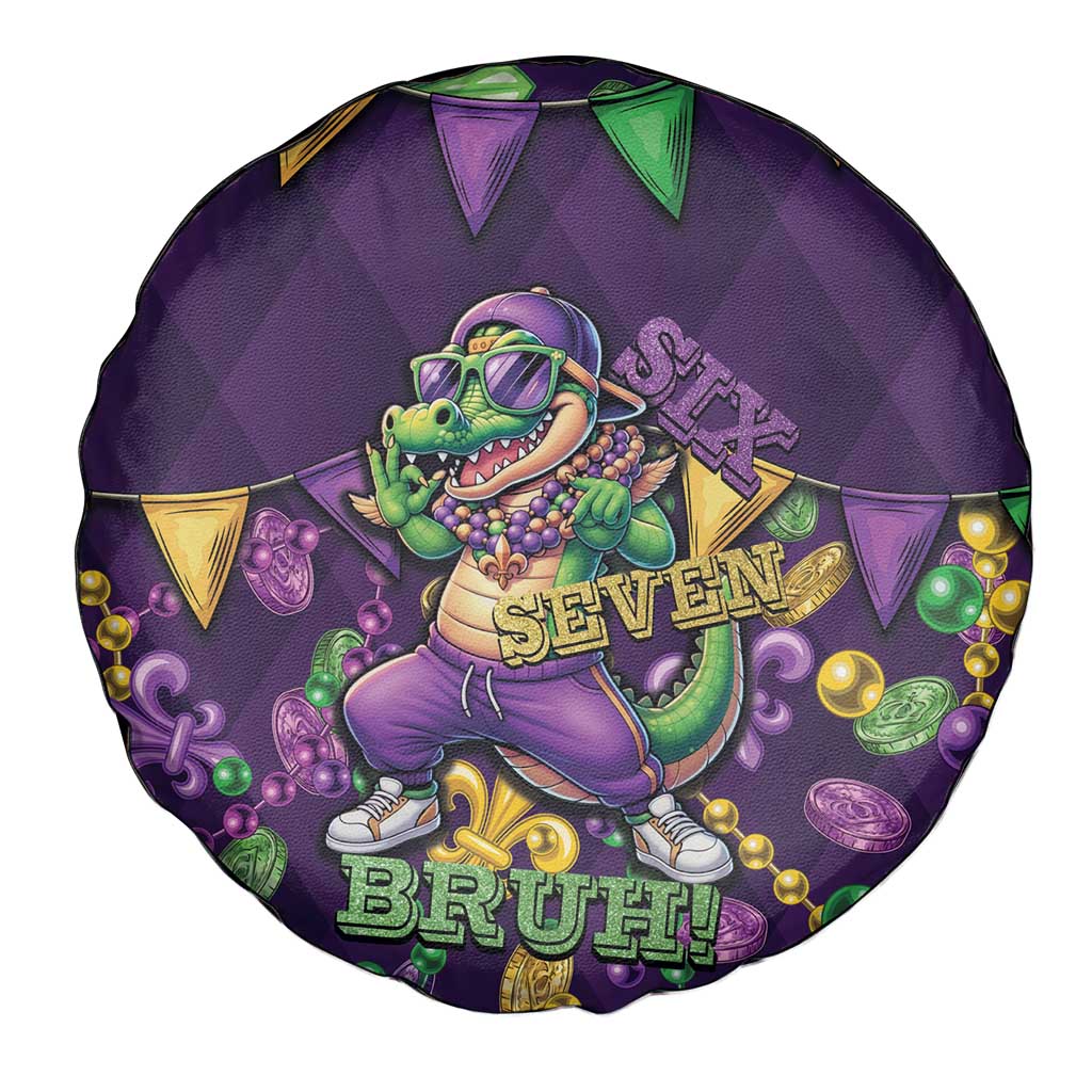 Six Seven Alligator Mardi Gras Spare Tire Cover 67 Gen Alpha Slang Carnival Beads