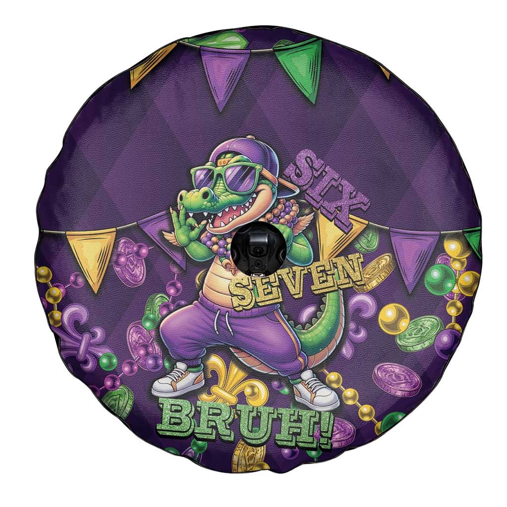 Six Seven Alligator Mardi Gras Spare Tire Cover 67 Gen Alpha Slang Carnival Beads
