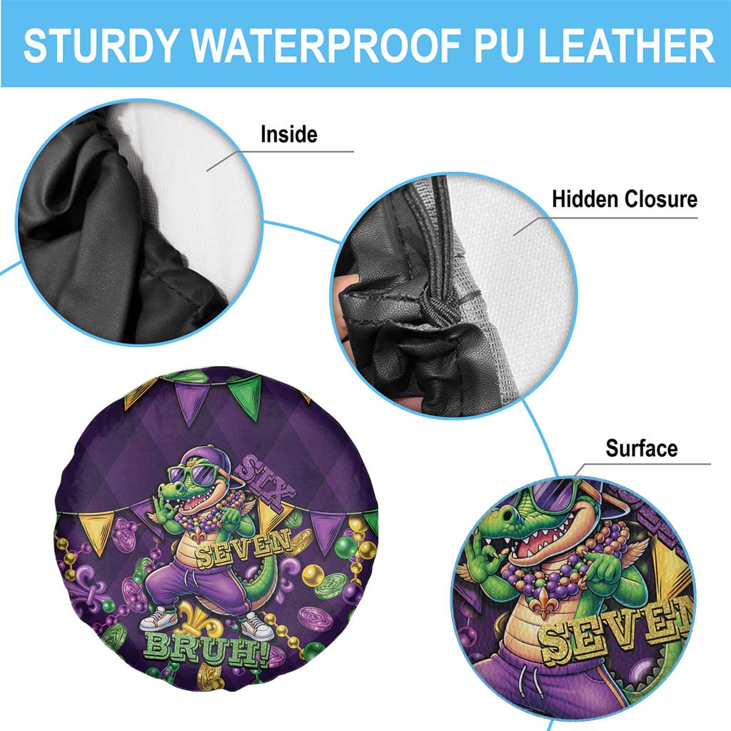 Six Seven Alligator Mardi Gras Spare Tire Cover 67 Gen Alpha Slang Carnival Beads