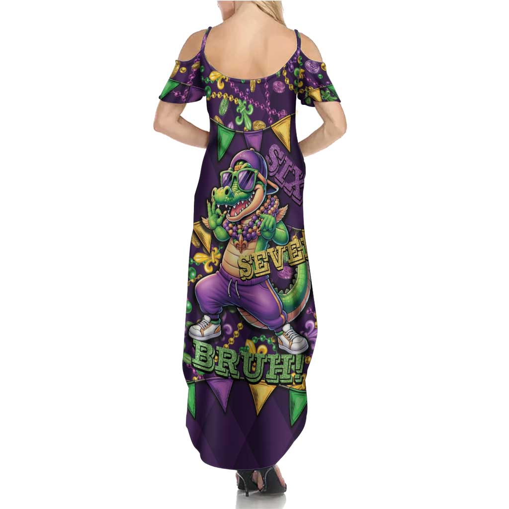 Six Seven Alligator Mardi Gras Summer Maxi Dress 67 Gen Alpha Slang Carnival Beads