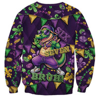 Six Seven Alligator Mardi Gras Sweatshirt 67 Gen Alpha Slang Carnival Beads