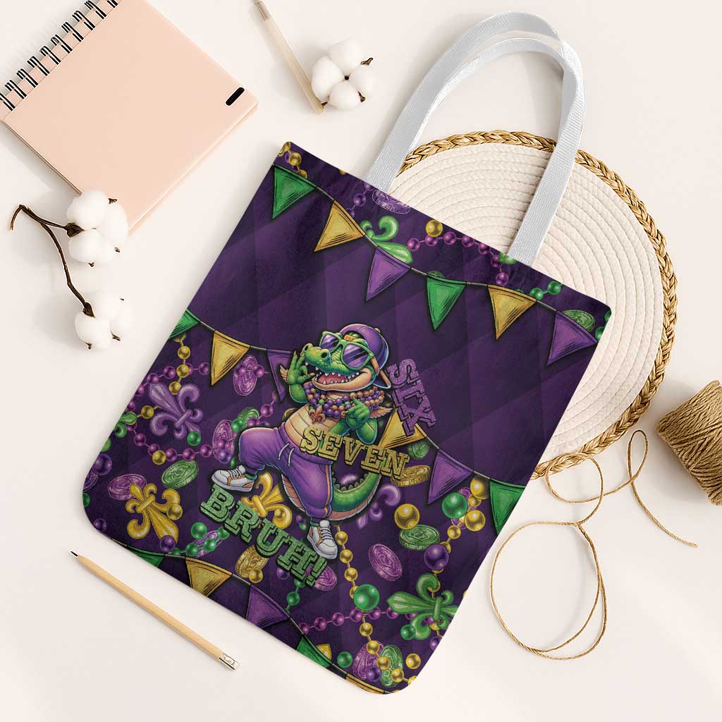 Six Seven Alligator Mardi Gras Tote Bag 67 Gen Alpha Slang Carnival Beads