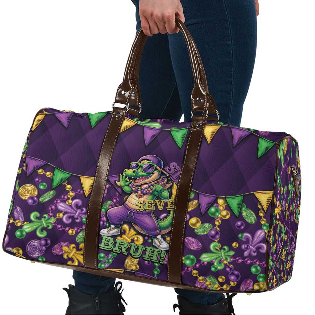 Six Seven Alligator Mardi Gras Travel Bag 67 Gen Alpha Slang Carnival Beads