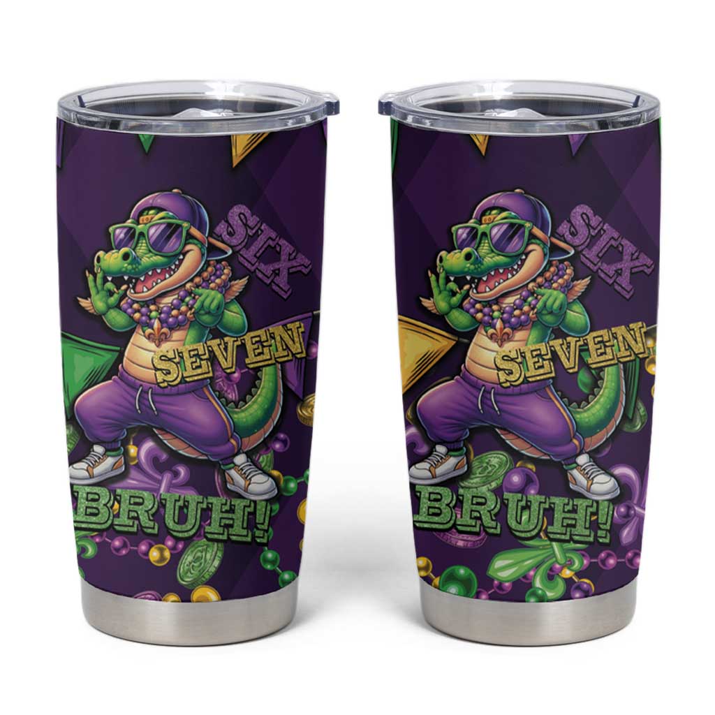 Six Seven Alligator Mardi Gras Tumbler Cup 67 Gen Alpha Slang Carnival Beads