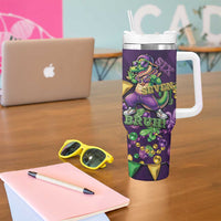 Six Seven Alligator Mardi Gras Tumbler With Handle 67 Gen Alpha Slang Carnival Beads