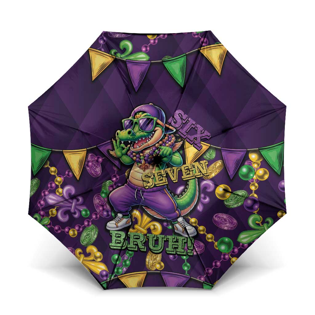 Six Seven Alligator Mardi Gras Umbrella 67 Gen Alpha Slang Carnival Beads