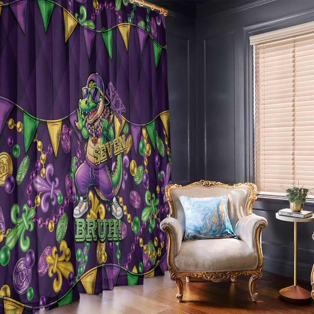 Six Seven Alligator Mardi Gras Window Curtain 67 Gen Alpha Slang Carnival Beads