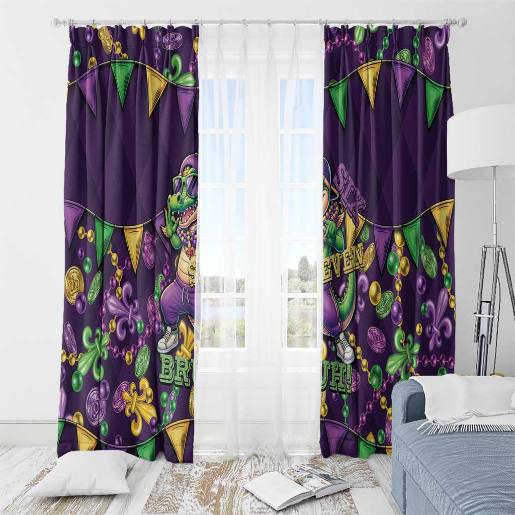 Six Seven Alligator Mardi Gras Window Curtain 67 Gen Alpha Slang Carnival Beads