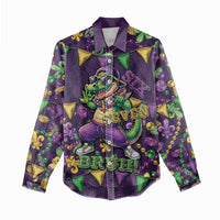Six Seven Alligator Mardi Gras Women Casual Shirt 67 Gen Alpha Slang Carnival Beads
