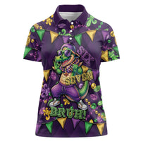 Six Seven Alligator Mardi Gras Women Polo Shirt 67 Gen Alpha Slang Carnival Beads