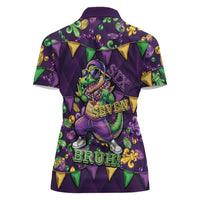 Six Seven Alligator Mardi Gras Women Polo Shirt 67 Gen Alpha Slang Carnival Beads