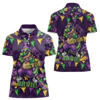 Six Seven Alligator Mardi Gras Women Polo Shirt 67 Gen Alpha Slang Carnival Beads