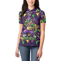 Six Seven Alligator Mardi Gras Women Polo Shirt 67 Gen Alpha Slang Carnival Beads