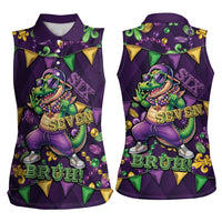 Six Seven Alligator Mardi Gras Women Sleeveless Polo Shirt 67 Gen Alpha Slang Carnival Beads