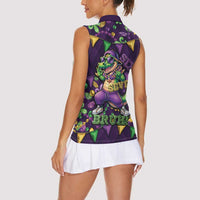 Six Seven Alligator Mardi Gras Women Sleeveless Polo Shirt 67 Gen Alpha Slang Carnival Beads