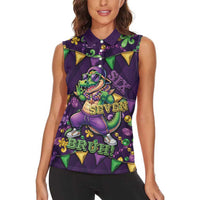 Six Seven Alligator Mardi Gras Women Sleeveless Polo Shirt 67 Gen Alpha Slang Carnival Beads