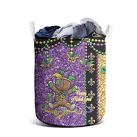 Voodoo Doll Mardi Gras Laundry Basket Throw Me Something Mister Glitter Effect