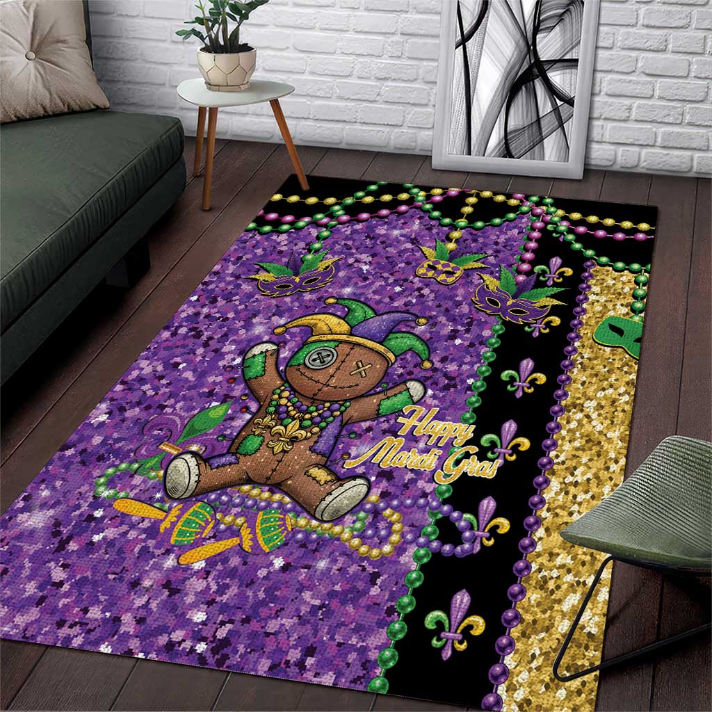 Voodoo Doll Mardi Gras Area Rug Throw Me Something Mister Glitter Effect