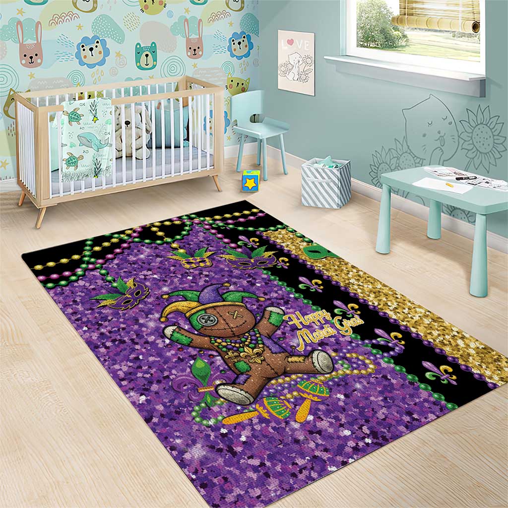Voodoo Doll Mardi Gras Area Rug Throw Me Something Mister Glitter Effect