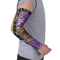 Voodoo Doll Mardi Gras Arm Sleeves Throw Me Something Mister Glitter Effect