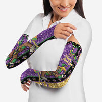 Voodoo Doll Mardi Gras Arm Sleeves Throw Me Something Mister Glitter Effect
