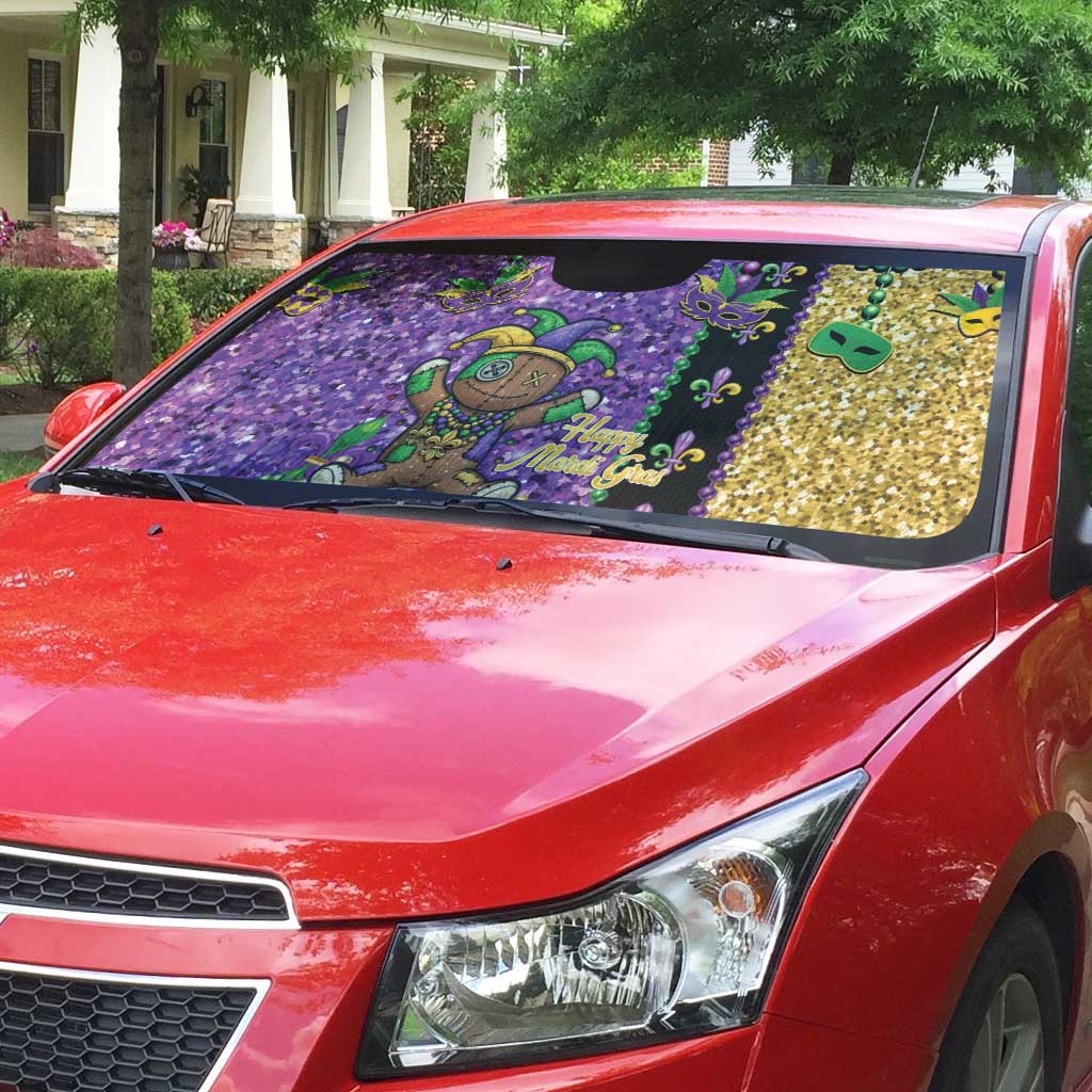 Voodoo Doll Mardi Gras Auto Sun Shade Throw Me Something Mister Glitter Effect