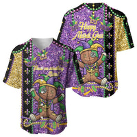Voodoo Doll Mardi Gras Baseball Jersey Throw Me Something Mister Glitter Effect