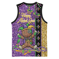 Voodoo Doll Mardi Gras Basketball Jersey Throw Me Something Mister Glitter Effect