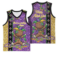 Voodoo Doll Mardi Gras Basketball Jersey Throw Me Something Mister Glitter Effect