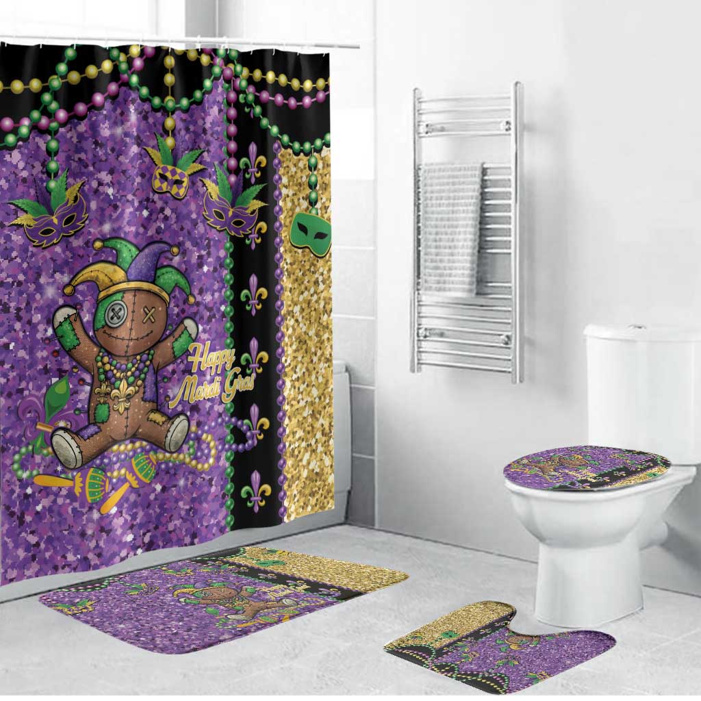 Voodoo Doll Mardi Gras Bathroom Set Throw Me Something Mister Glitter Effect