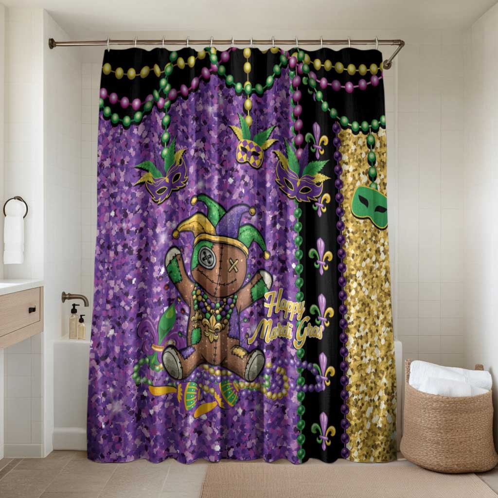Voodoo Doll Mardi Gras Bathroom Set Throw Me Something Mister Glitter Effect