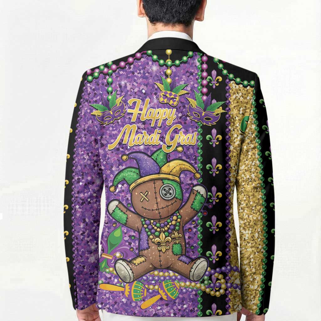 Voodoo Doll Mardi Gras Blazer Throw Me Something Mister Glitter Effect