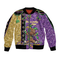 Voodoo Doll Mardi Gras Bomber Jacket Throw Me Something Mister Glitter Effect