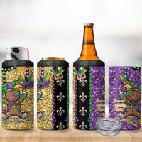 Voodoo Doll Mardi Gras 4 in 1 Can Cooler Tumbler Throw Me Something Mister Glitter Effect