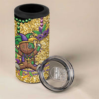 Voodoo Doll Mardi Gras 4 in 1 Can Cooler Tumbler Throw Me Something Mister Glitter Effect