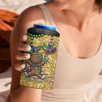 Voodoo Doll Mardi Gras 4 in 1 Can Cooler Tumbler Throw Me Something Mister Glitter Effect