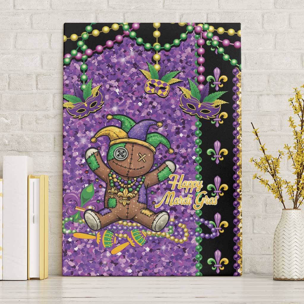 Voodoo Doll Mardi Gras Canvas Wall Art Throw Me Something Mister Glitter Effect