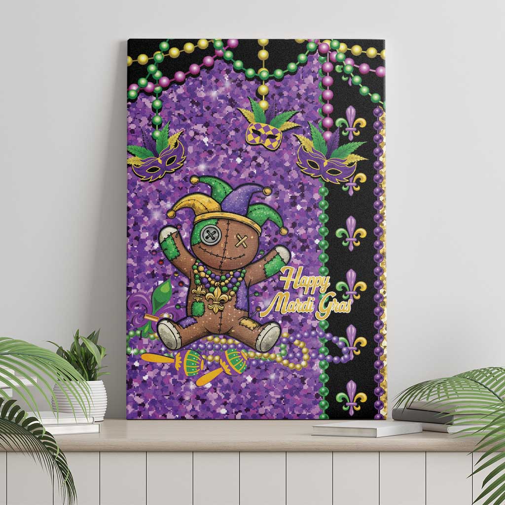 Voodoo Doll Mardi Gras Canvas Wall Art Throw Me Something Mister Glitter Effect