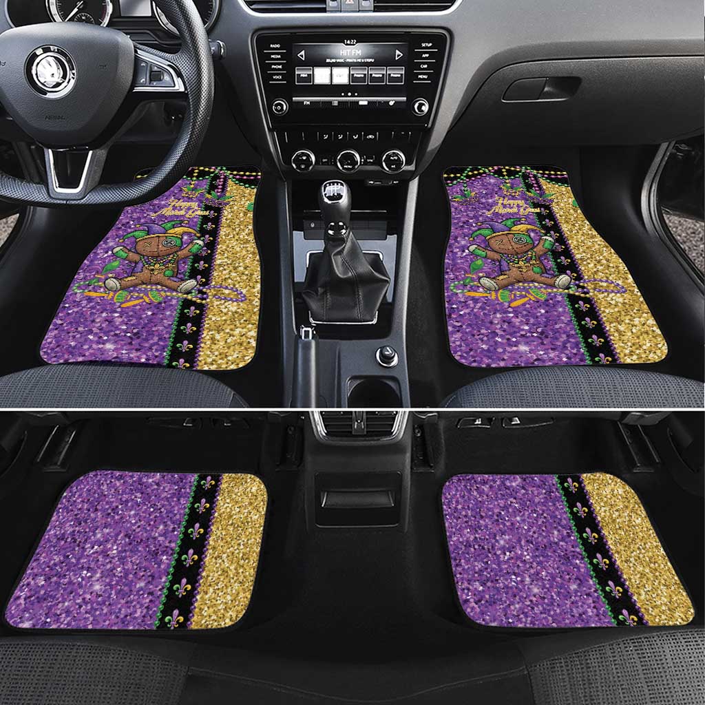 Voodoo Doll Mardi Gras Car Mats Throw Me Something Mister Glitter Effect