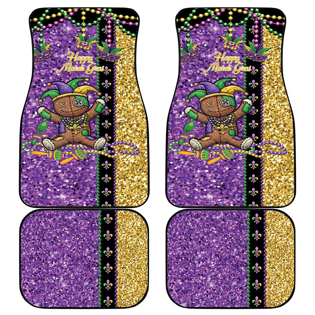 Voodoo Doll Mardi Gras Car Mats Throw Me Something Mister Glitter Effect