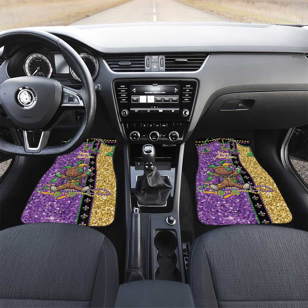 Voodoo Doll Mardi Gras Car Mats Throw Me Something Mister Glitter Effect