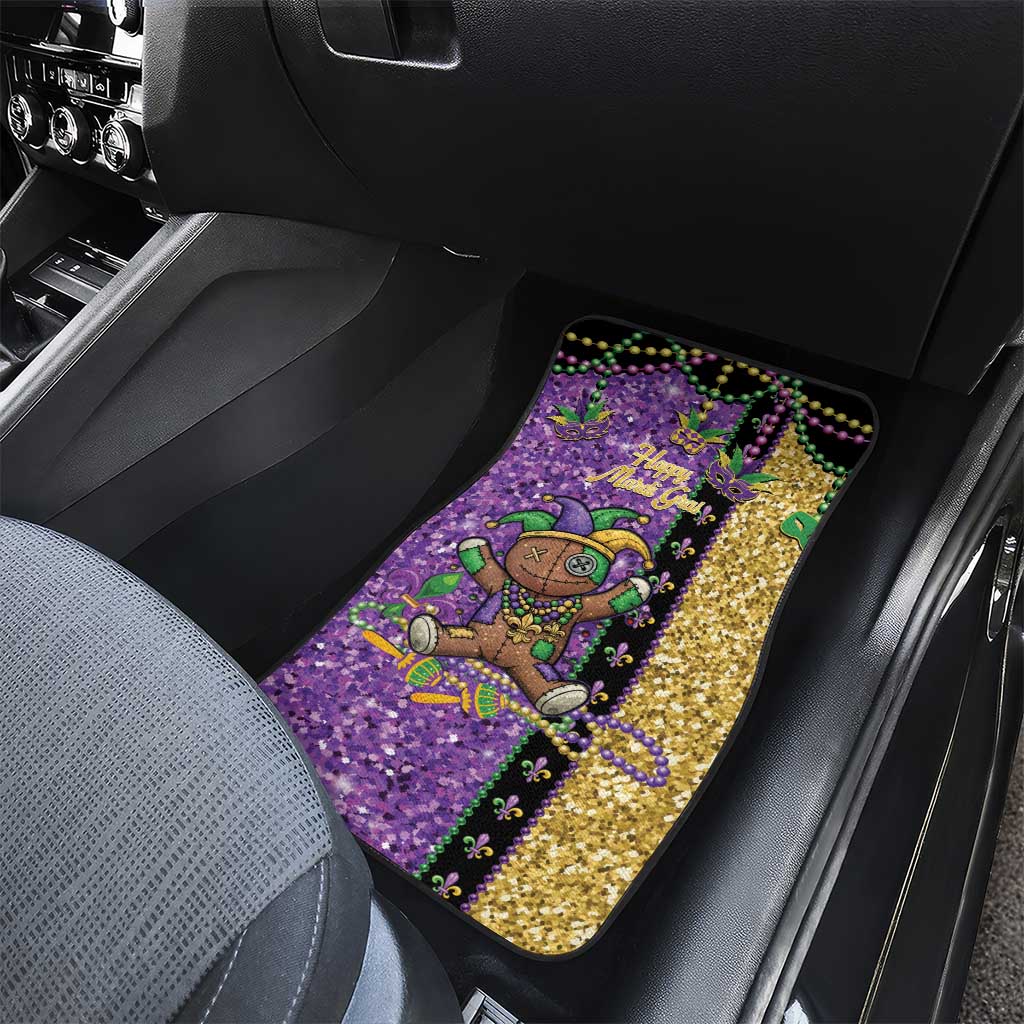 Voodoo Doll Mardi Gras Car Mats Throw Me Something Mister Glitter Effect