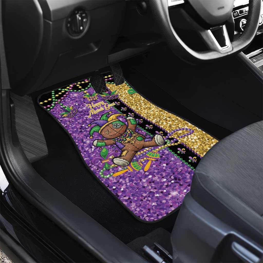 Voodoo Doll Mardi Gras Car Mats Throw Me Something Mister Glitter Effect