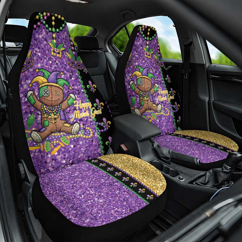 Voodoo Doll Mardi Gras Car Seat Cover Throw Me Something Mister Glitter Effect
