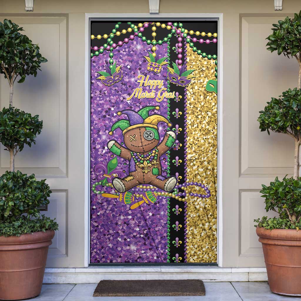 Voodoo Doll Mardi Gras Door Cover Throw Me Something Mister Glitter Effect