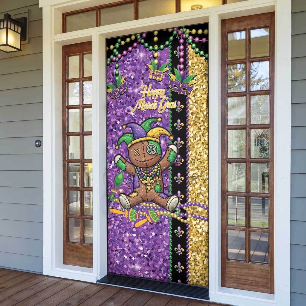 Voodoo Doll Mardi Gras Door Cover Throw Me Something Mister Glitter Effect