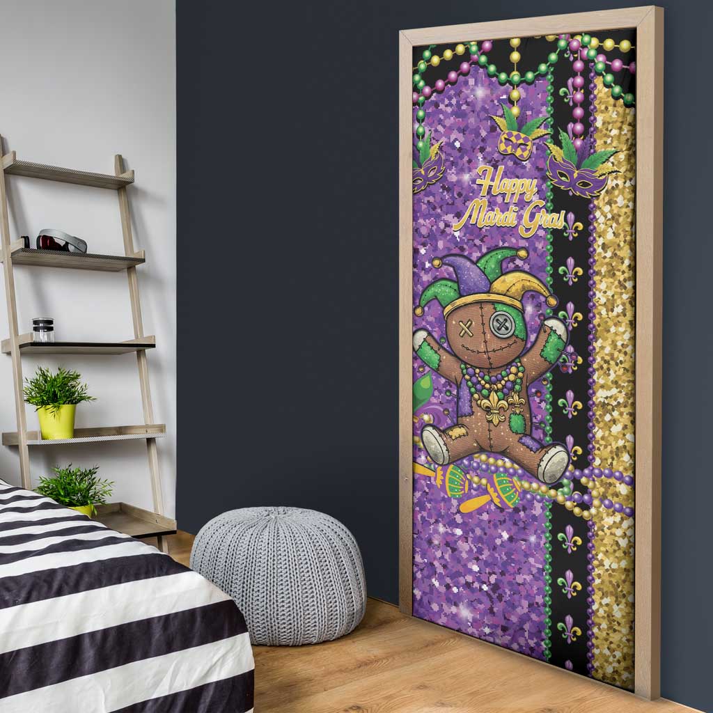 Voodoo Doll Mardi Gras Door Cover Throw Me Something Mister Glitter Effect