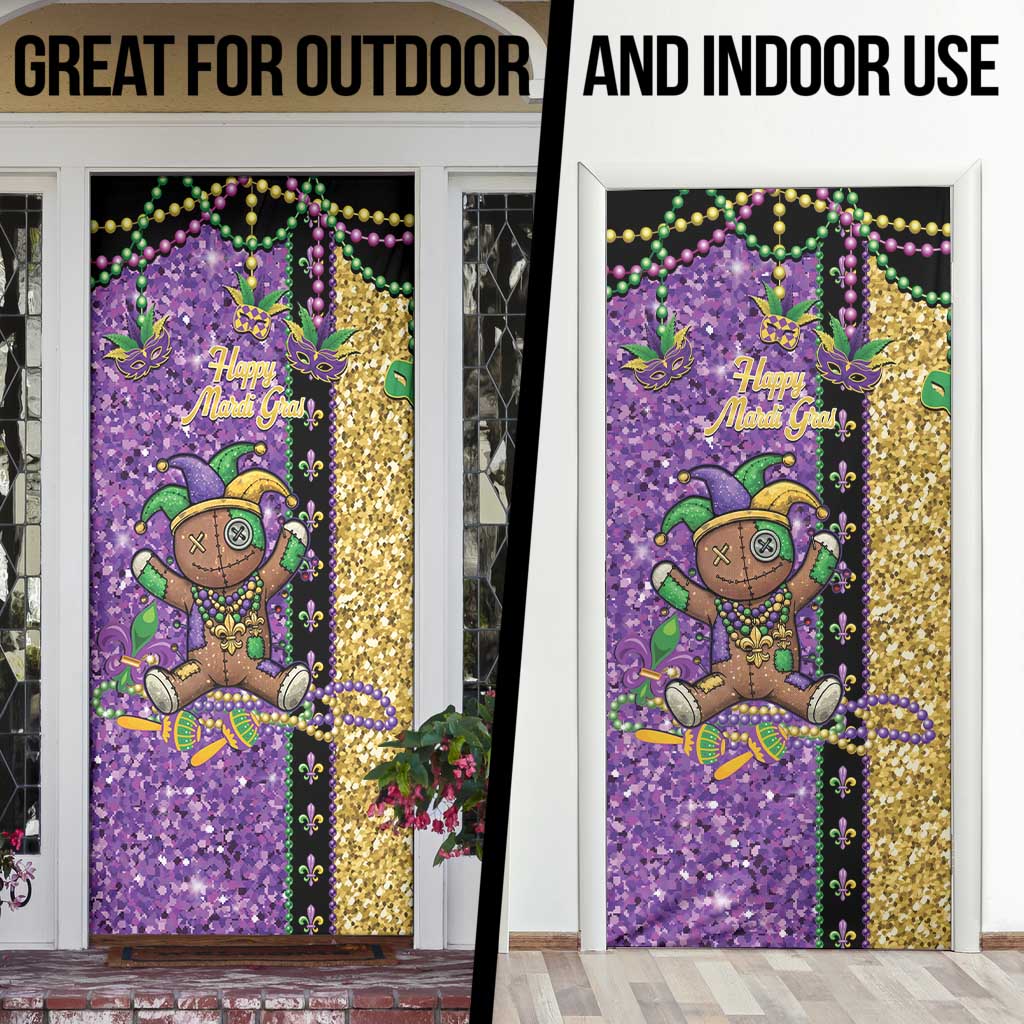Voodoo Doll Mardi Gras Door Cover Throw Me Something Mister Glitter Effect