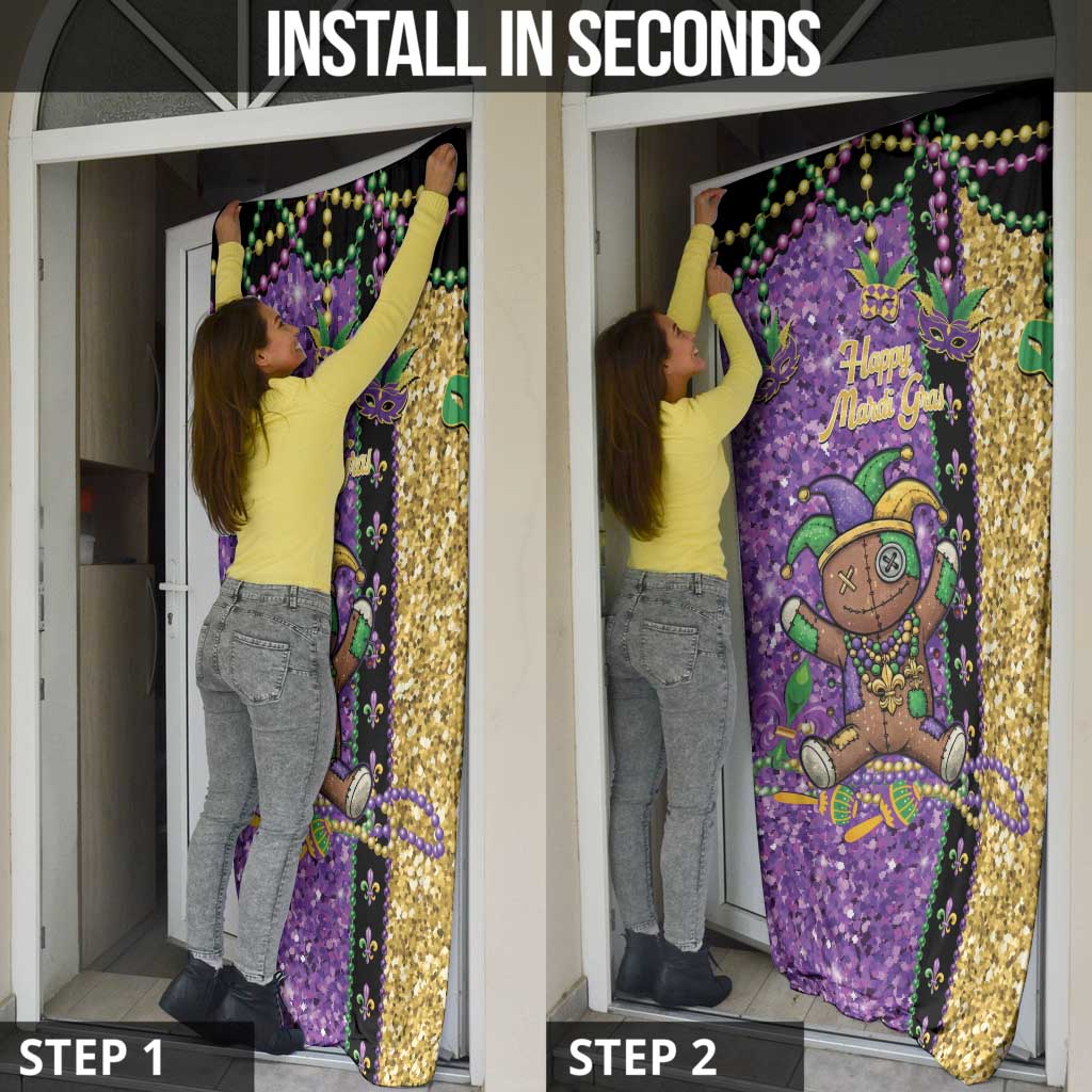 Voodoo Doll Mardi Gras Door Cover Throw Me Something Mister Glitter Effect